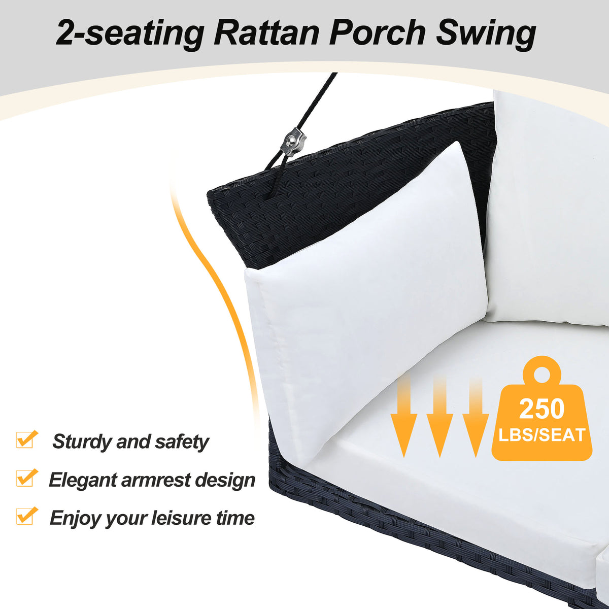 Rattan Hanging Swing Chair Black