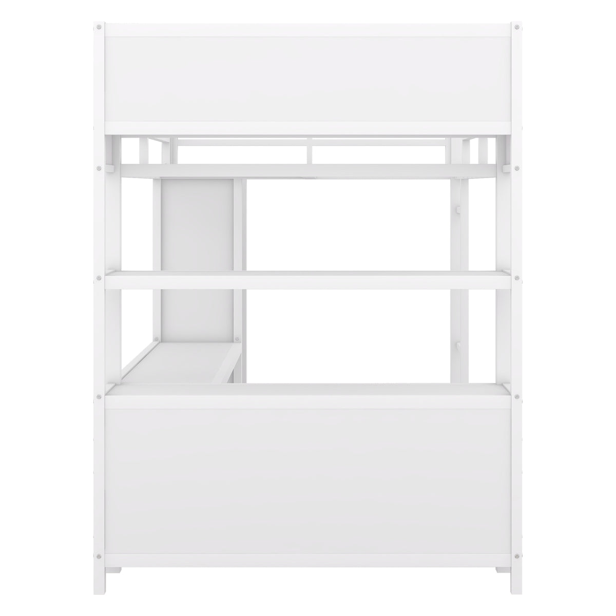 Full Loft Bed with Wardrobe and Shelf White