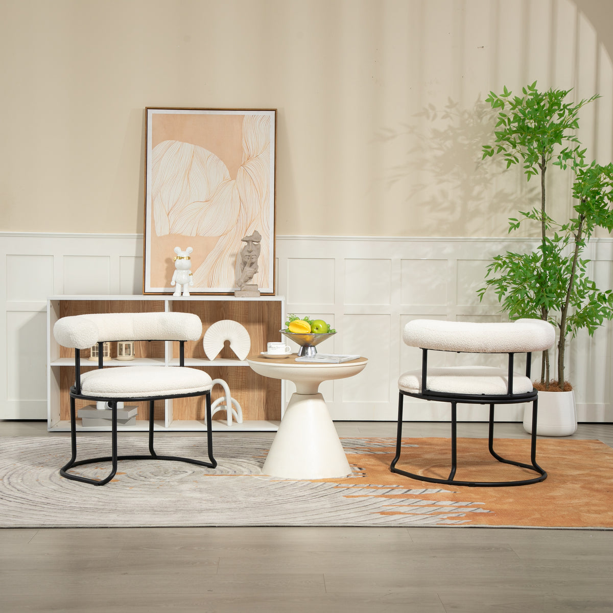 Boucle Dining Chairs Set of 2 Beige