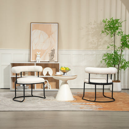 Boucle Dining Chairs Set of 2 Beige