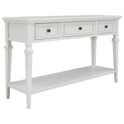 White Wood Console Table with Drawers