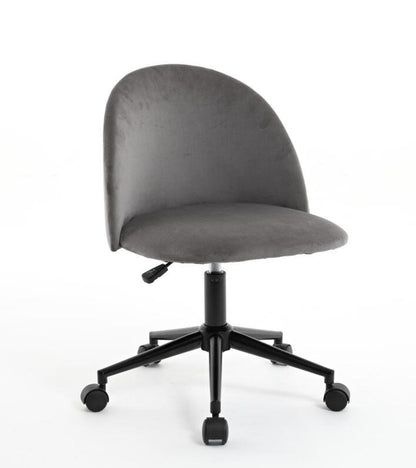 Velvet Swivel Office Chair – Black Legs