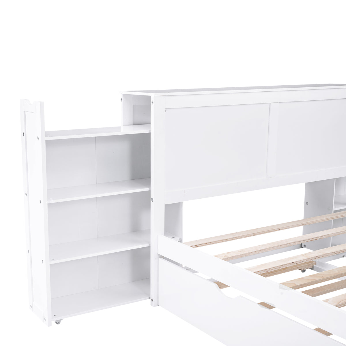 Full Storage Platform Bed with Trundle White