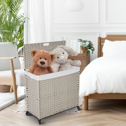 Grey Laundry Hamper with Lid and 2 Removable Bags