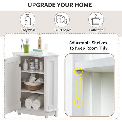 White Corner Bathroom Storage Cabinet Adjustable Shelves
