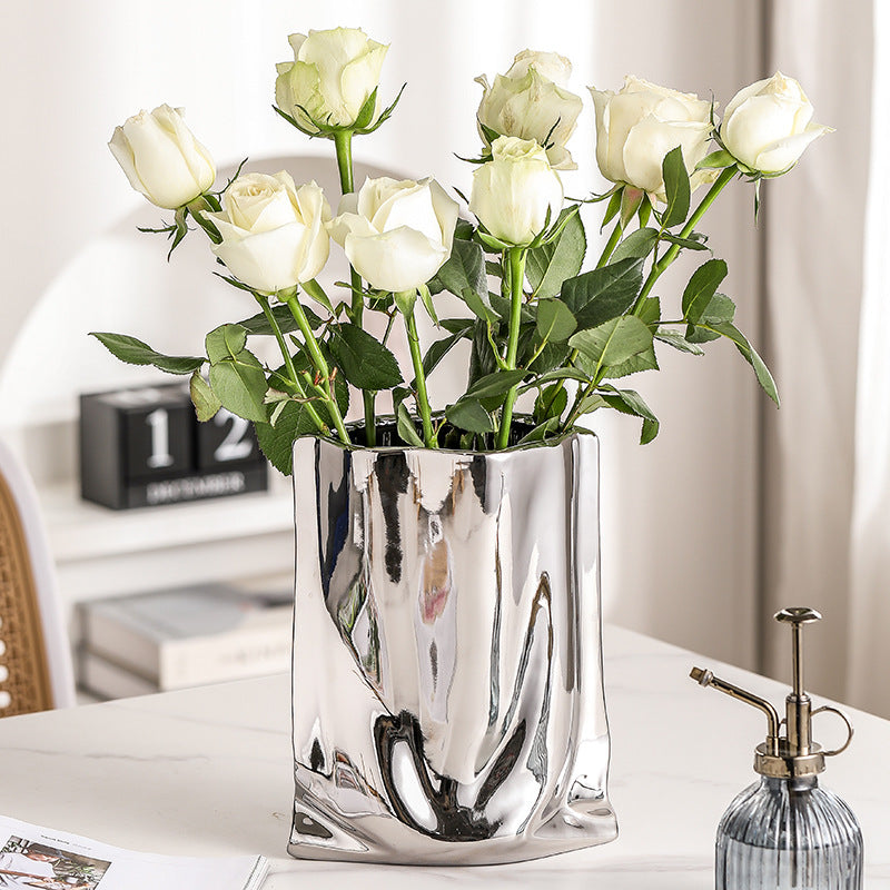 Ceramic Hydroponic Flower Vase White