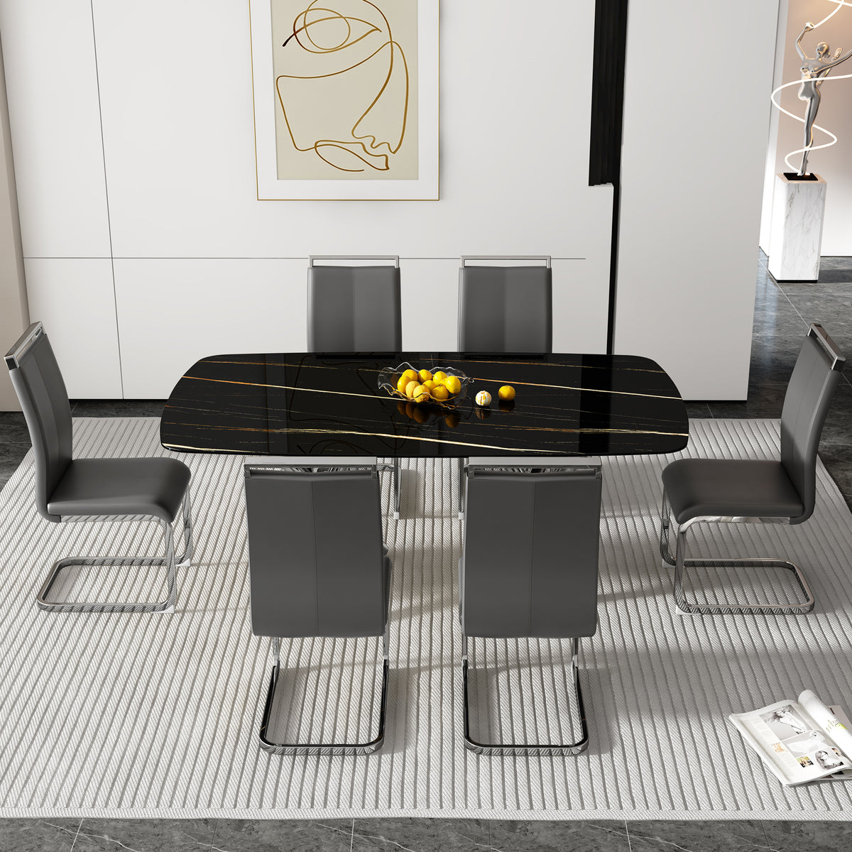 Large Minimalist Dining Table Gray