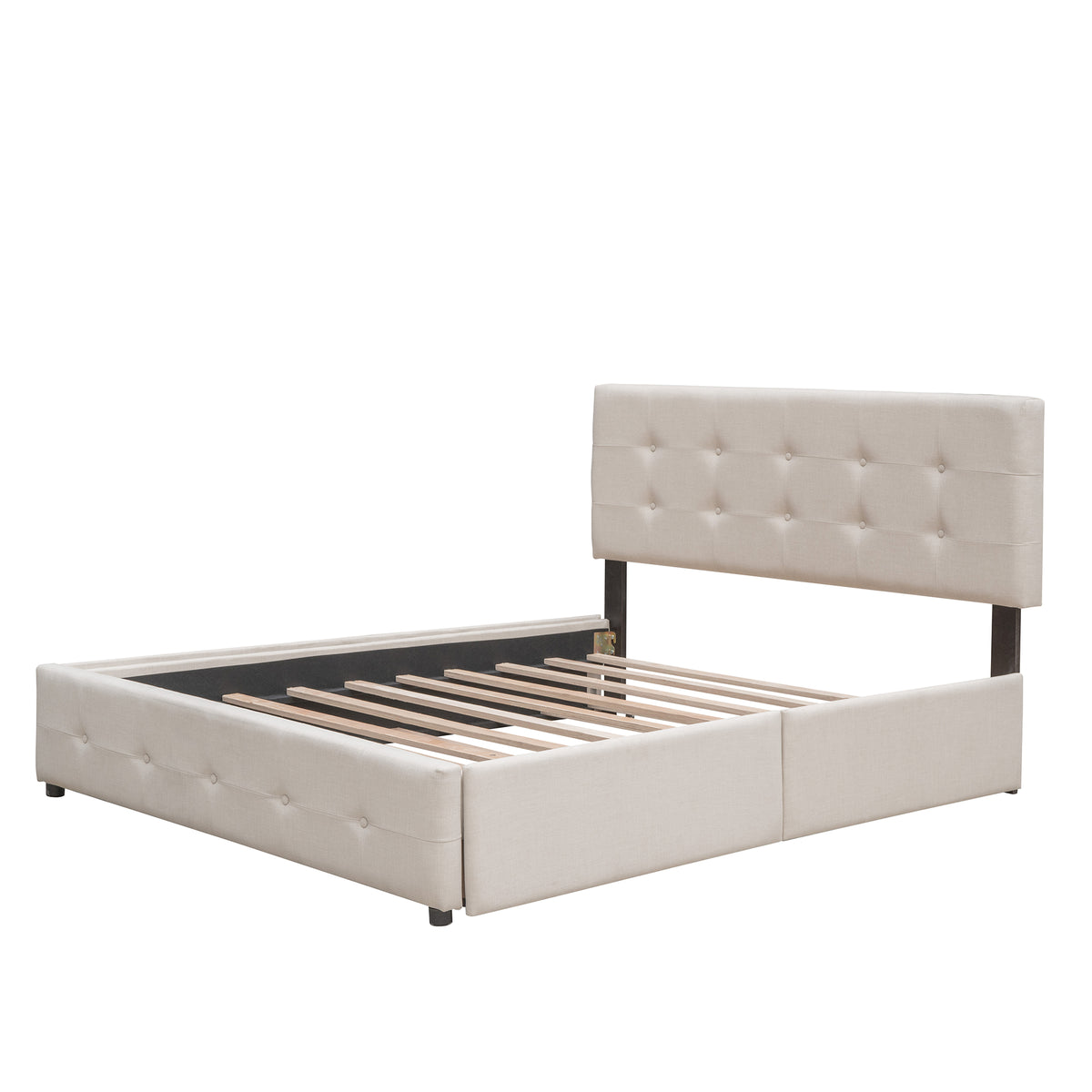 Upholstered Platform Bed Queen Dark Beige