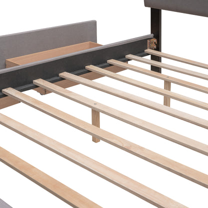 Upholstered Platform Bed Queen Light Gray