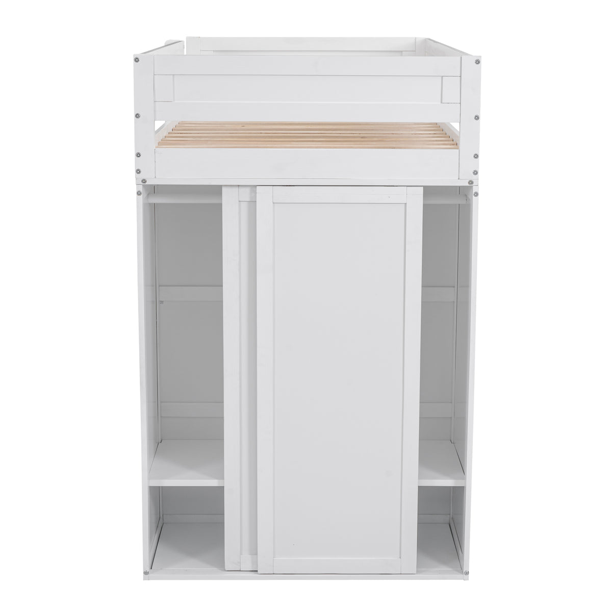 White Twin Loft Bed with Desk