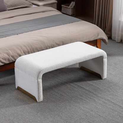 Boucle Loveseat Ottoman – Ivory White