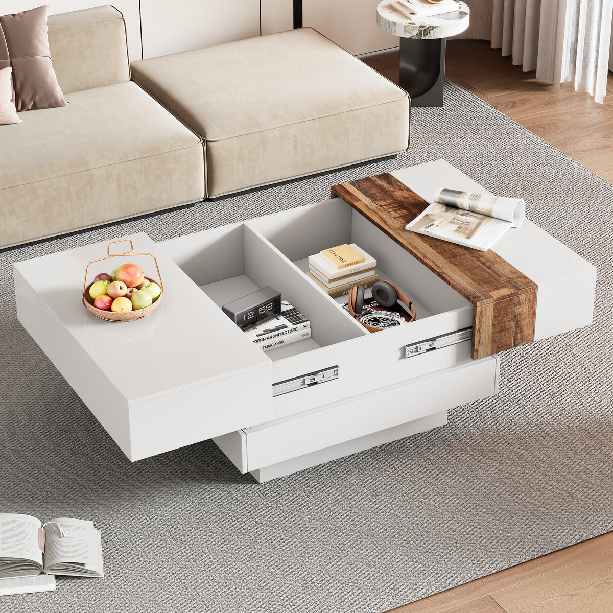 Modern Storage Coffee Table White