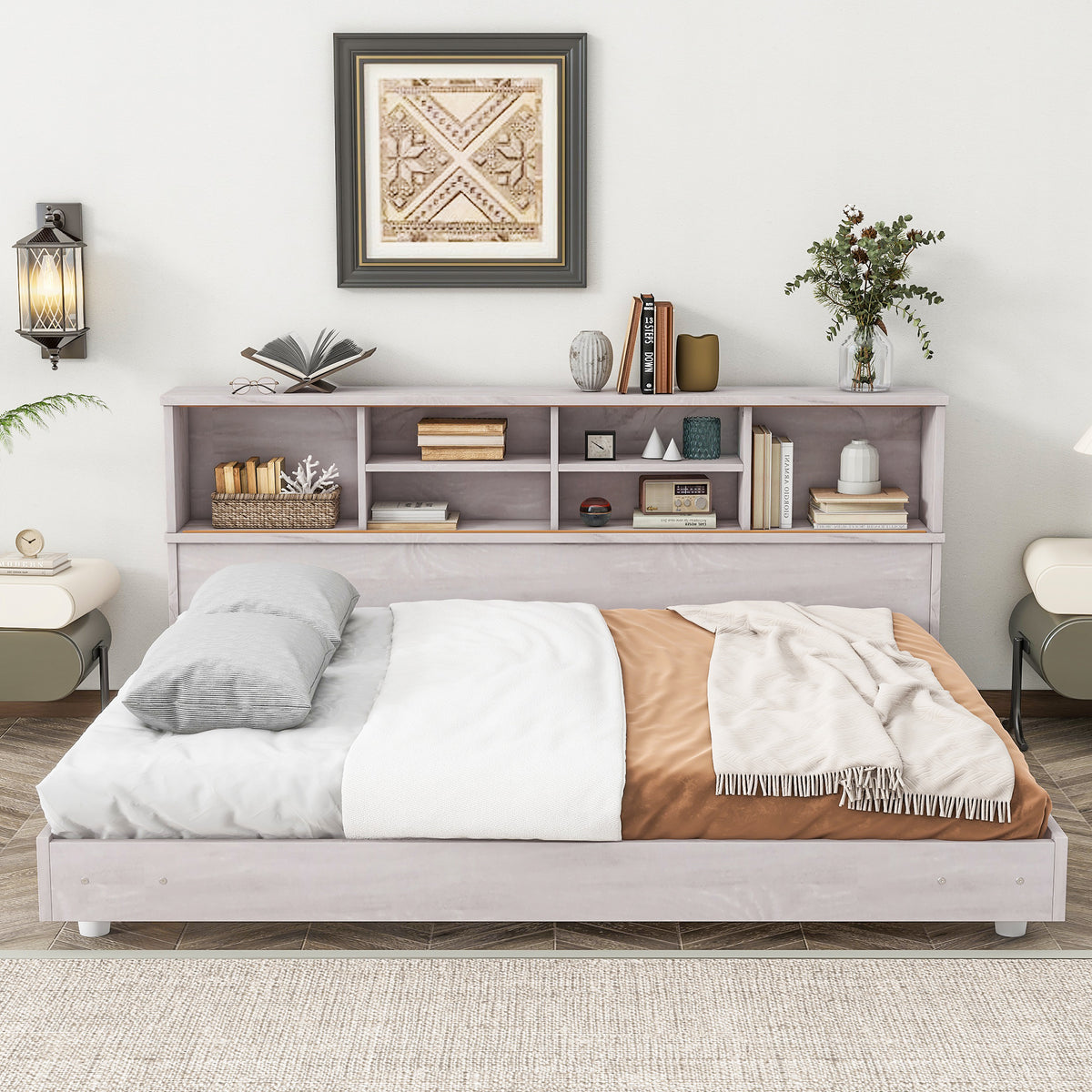 Full Daybed Frame with Bookcases Oak