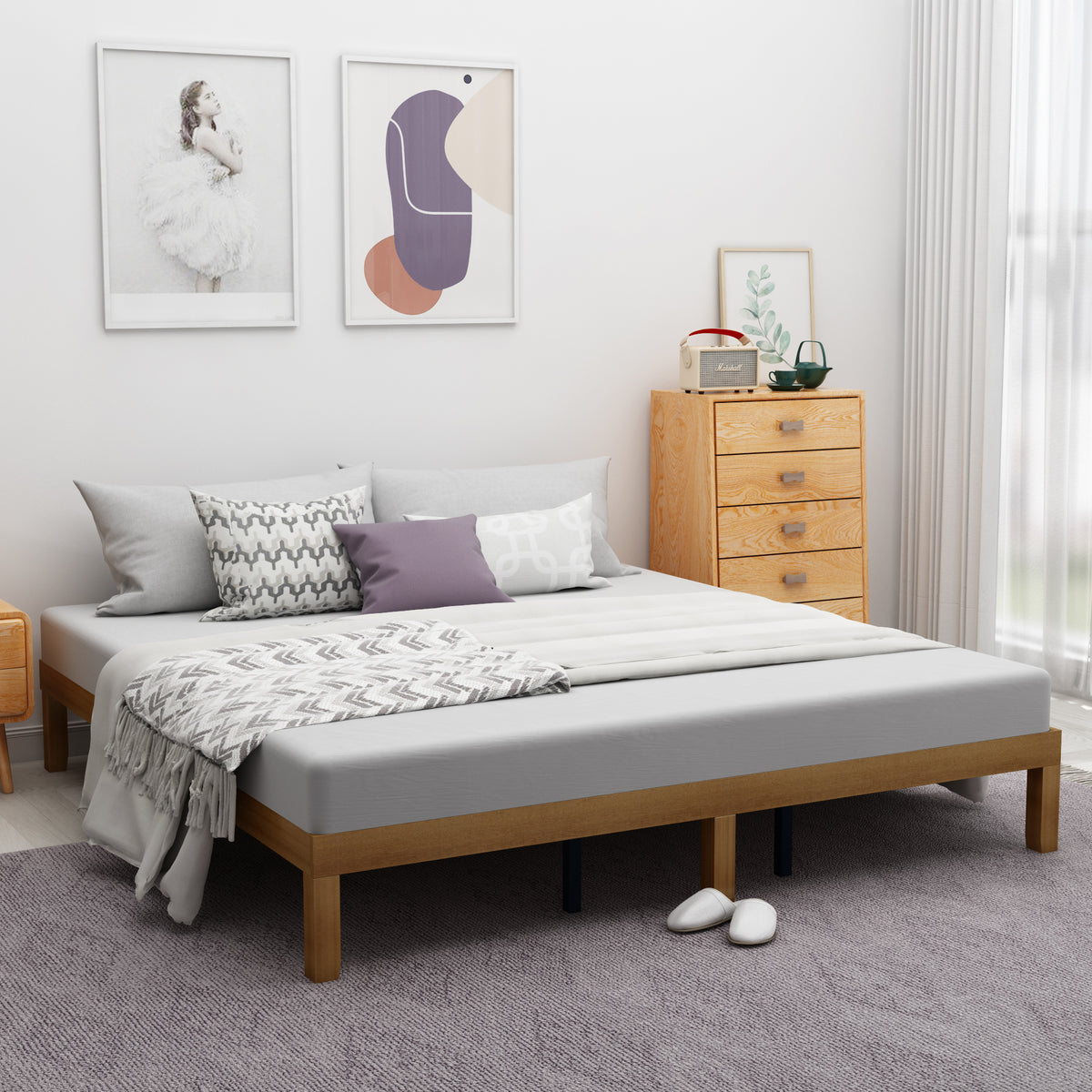 Queen Wood Platform Bed – Strong Support Slats