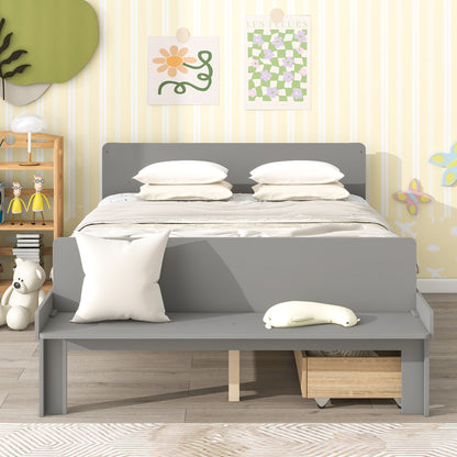 Full Bed with Bench Grey