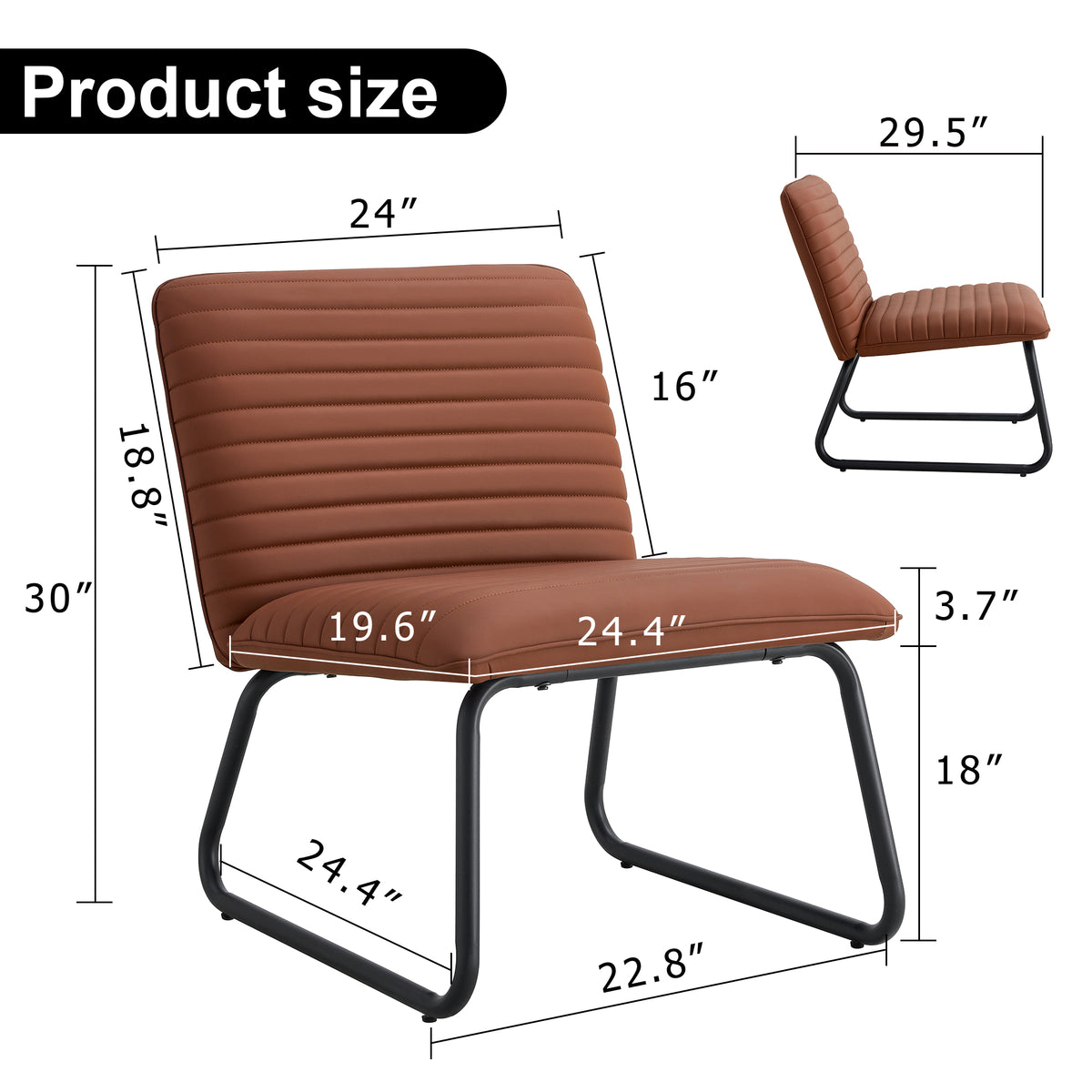Brown Armless Lounge Chair – Black Legs