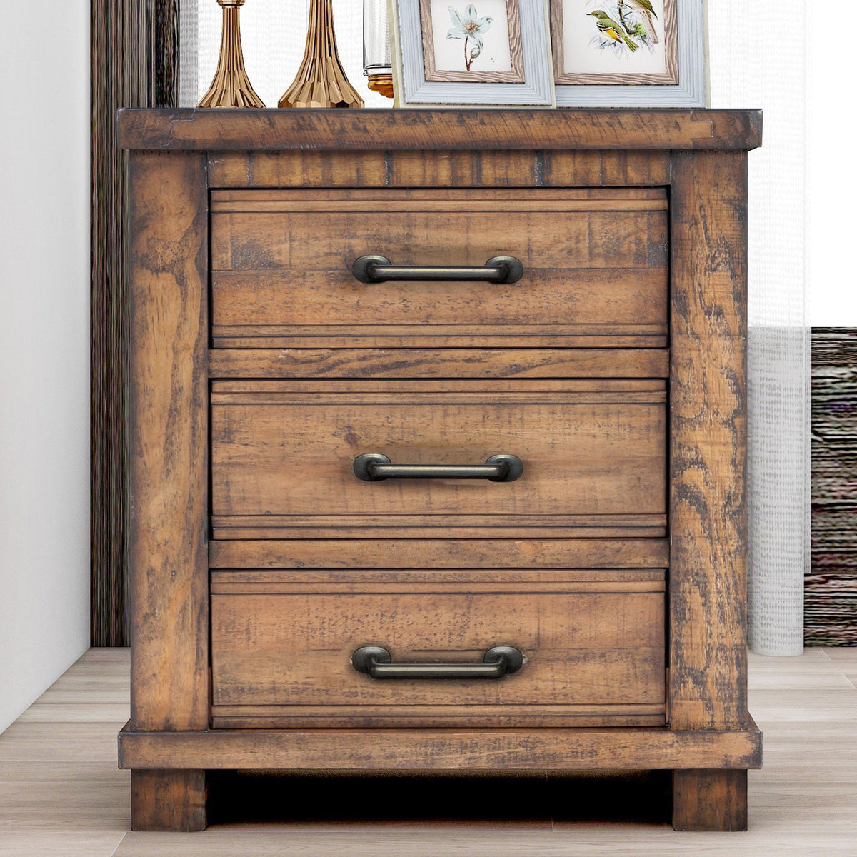 Reclaimed Wood Nightstand – Rustic Finish