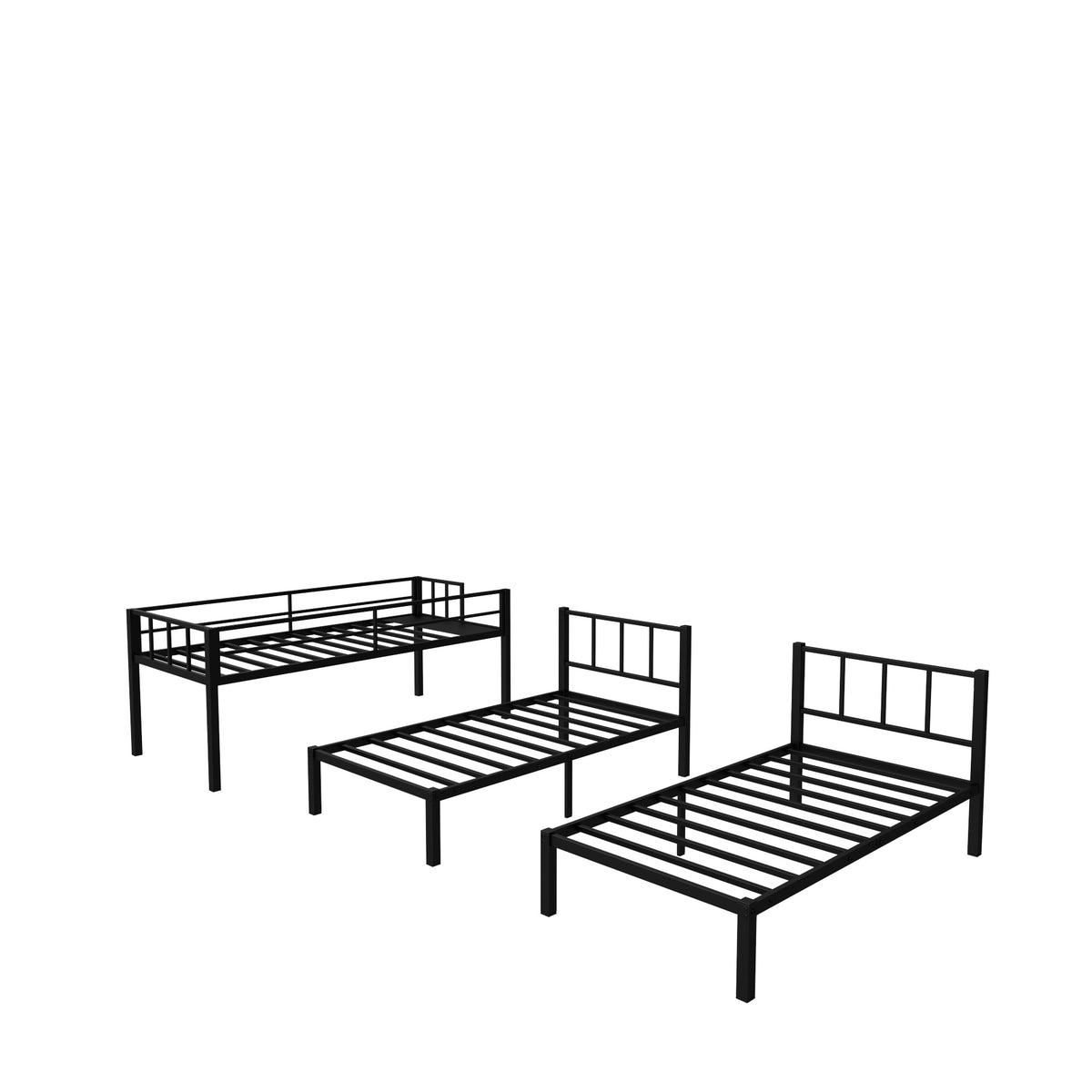 Triple Metal Bunk Bed Black