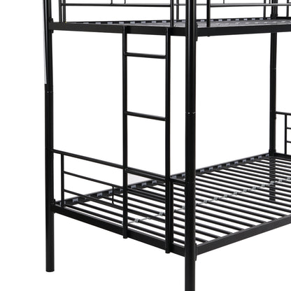 Full Metal Bunk Bed with Guardrails Black