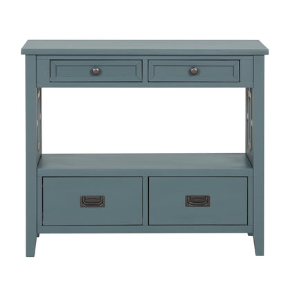 36-Inch Blue Farmhouse Console Table with Drawers