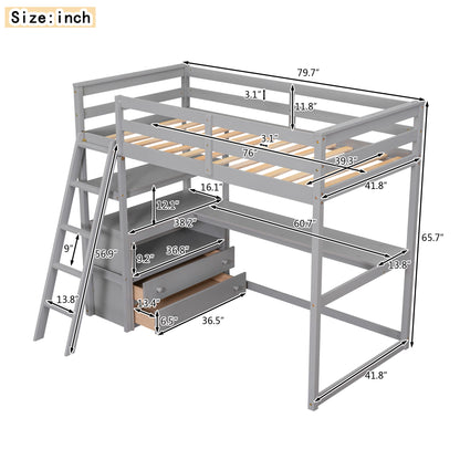 Twin Loft Bed Gray