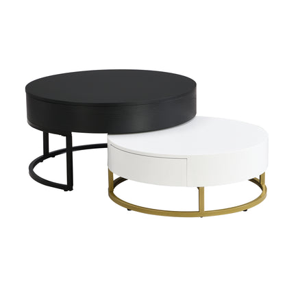 Lift-Top Coffee Tables with Drawers Black