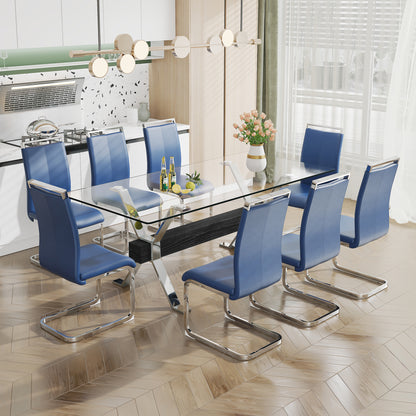 Glass Dining Table – Silver Metal Legs