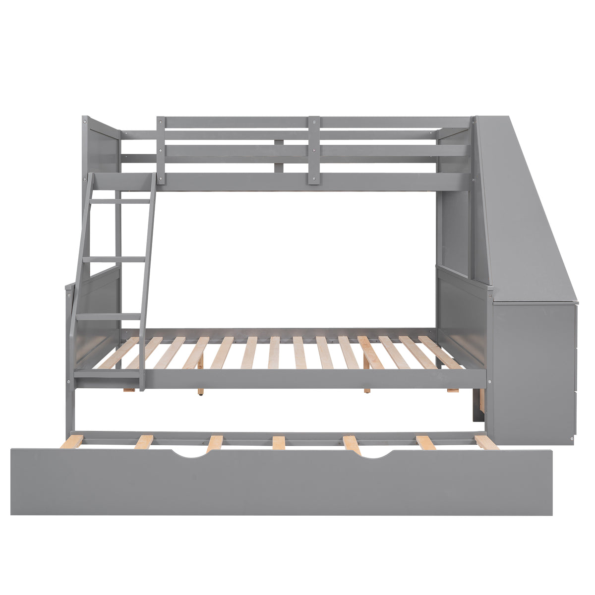 Full Bunk Bed with Desk Gray