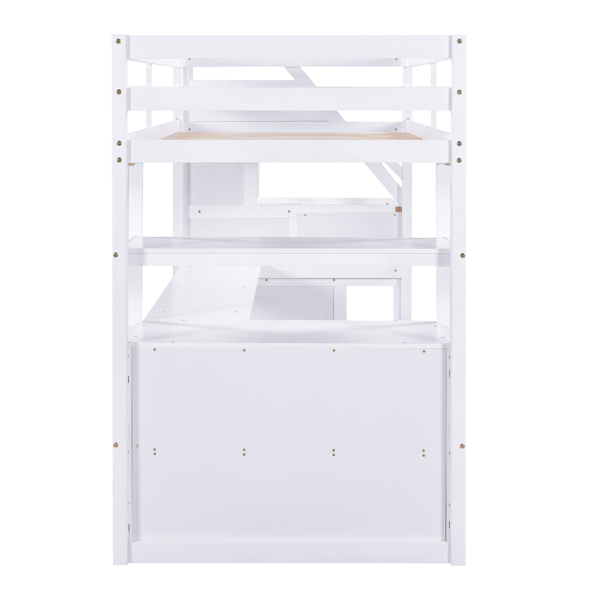 Twin Loft Bed with Storage Staircase White
