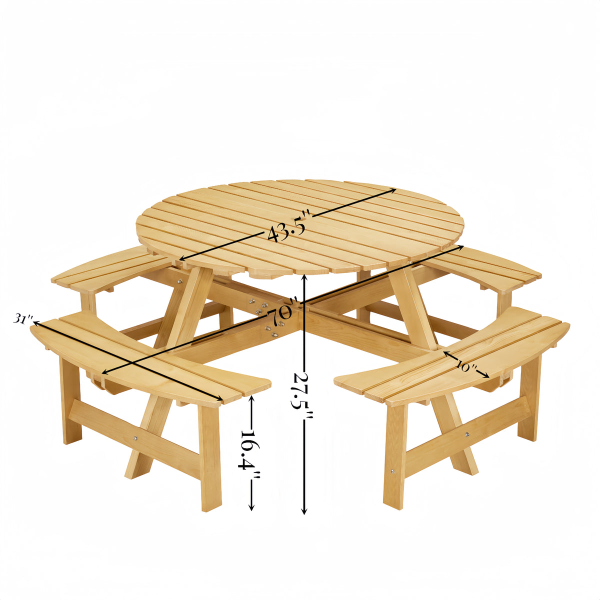 Outdoor Dining Table with Benches Set of 8