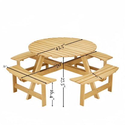 Outdoor Dining Table with Benches Set of 8