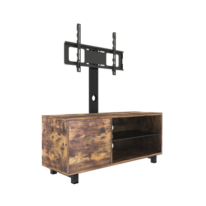 Rustic Brown TV Console – 65” Wood & Glass