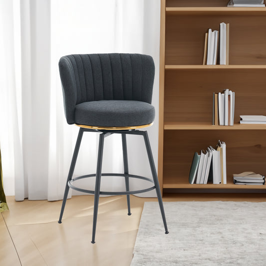 Adjustable Gray Bar Stool Set (2 pcs) – Modern Metal Base