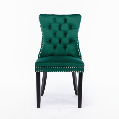Nikki Tufted Linen Dining Chair Set (2 pcs) – Green