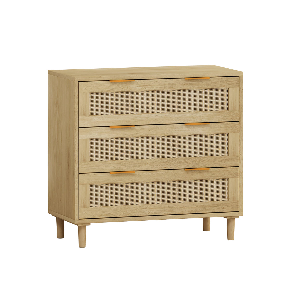 Rattan Drawer Storage Cabinet – Oak & MDF Sideboard
