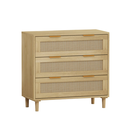 Rattan Drawer Storage Cabinet – Oak & MDF Sideboard