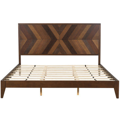 Mid-Century Platform Bed King Walnut