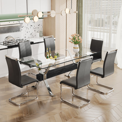 Glass Dining Table – Silver Metal Legs