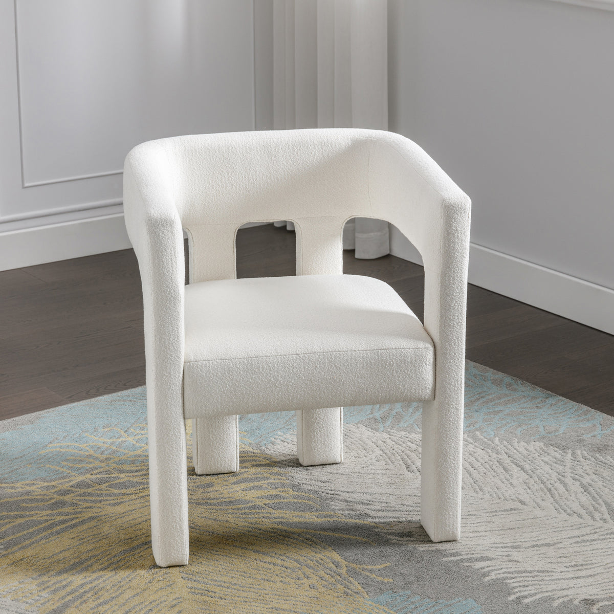 Contemporary Accent Chair Beige Upholstery