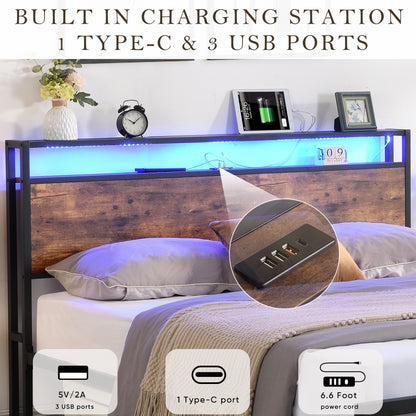 LED Storage Bed Grey