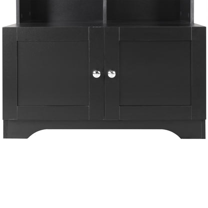 4-Door Bathroom Storage Cabinet Black Finish