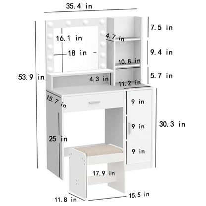 Vanity Storage Console – Tri-Light Mirror Collection
