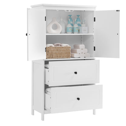 White Bathroom Storage Cabinet with Drawers