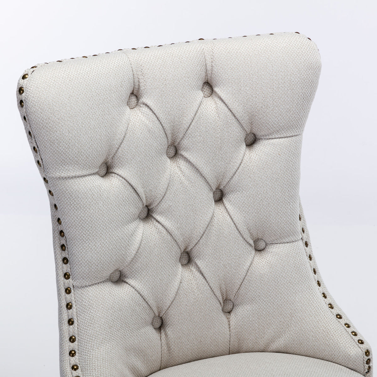 Nikki Tufted Linen Dining Chair Set (2 pcs) – Beige and Gray