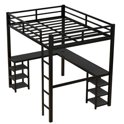 Loft Bed with Ladder and Guardrail Black