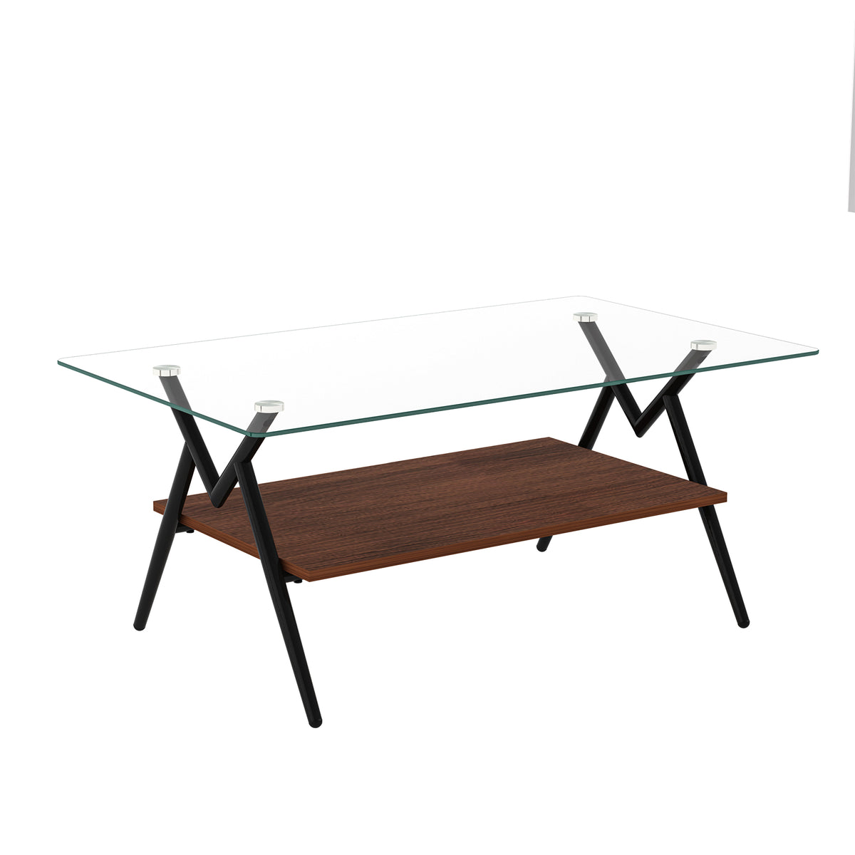Rectangular Glass Coffee Table with Black Frame