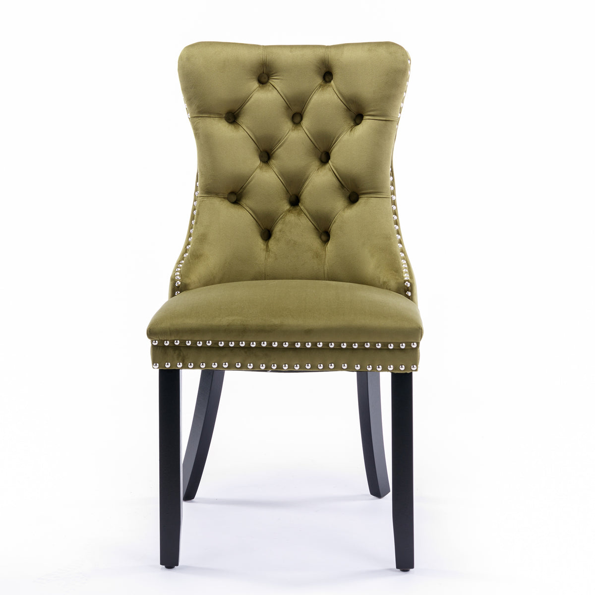 Tufted Olive Green Dining Chairs Set of 2