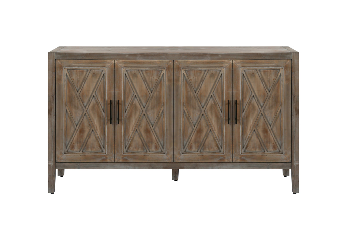 Wooden 4-Door Sideboard Brown Finish