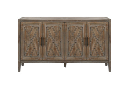 Wooden 4-Door Sideboard Brown Finish