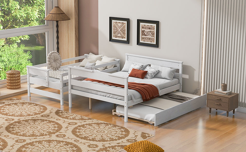 Twin-Full Bunk Bed with Trundle – White